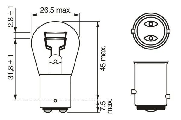 LAMPE P21/5W, 12V, BAY15d, 21/5W  BOITE 10