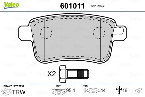 601011 JEU PLAQ FREIN AR KANGOO II BEBOP 1.5DCI FDB418622-0814-0