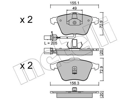PLAQ  AV AUDI A3 (II),A3 SPORTBACK,VW GOLF(IV)=FDB1765=22-0549-2