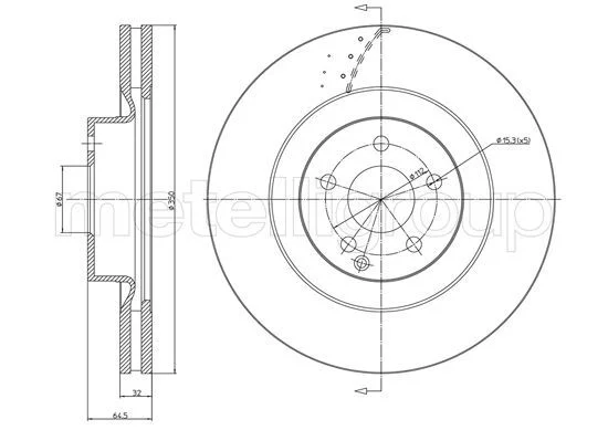 D.FR AV VENT 350X64.5X32X5T MERCEDES-BENZ CLASSE S300 08.2006-12.2013