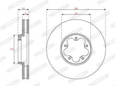 DISQ FREIN AV D.93x56x5T FORD TOURNEO CUSTOM V362 2.0 -2015-2023
