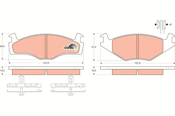 PLAQ DE FR AV SEAT CORDOBA-VW GOLF I-II =GDB459=22-0045-0K =PL20887
