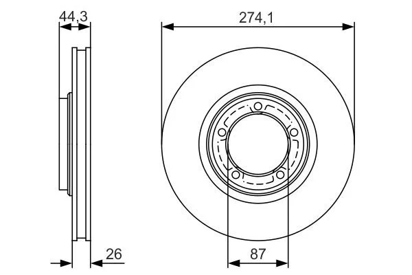 Disque de frein avant BOSCH · Ø 274 mm