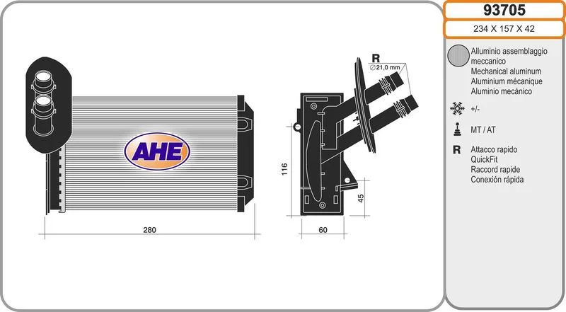 RADIATEUR DE CHAUFFAGE AUDI A3-SEAT LEON-VW GOLF IV 1.9 TDI 1997-2004