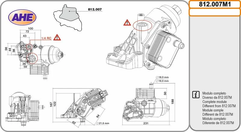 RAD D'HUILE COMPLET HYUN ACCENT III/IV/i20/i30-KIA CEE'D 1.6 CRDi110