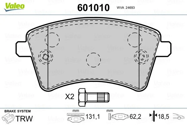 601010 JEU PLAQ FREIN AV KANGOO II BEBOP 1.5DCI  FDB418522-0812-0