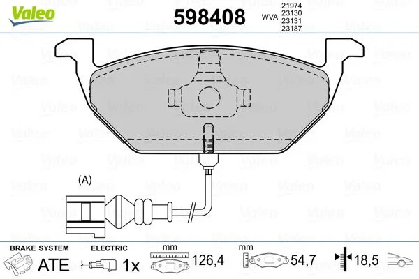 598408 PL.FREIN AV 146X55X20 VW GOLF V/VI AUDI A3FDB139822-0211-0