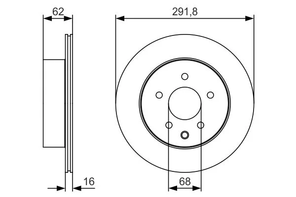 Disque de frein arrière BOSCH · Ø 291,8 mm