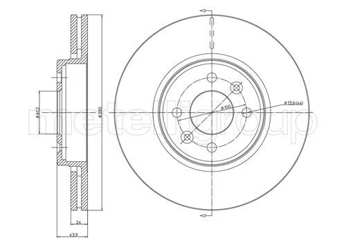 Disque de frein avant METELLI · Ø 280 mm