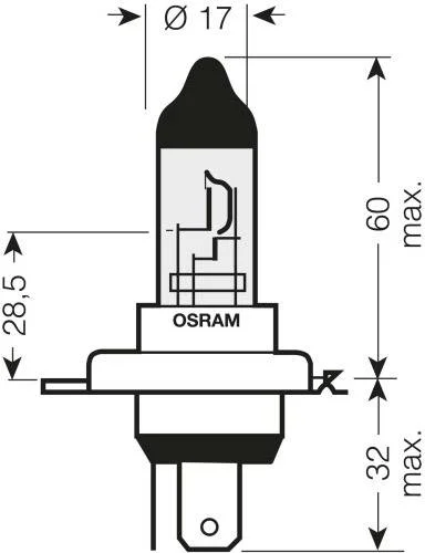 LAMPE 12V  60/55W  H4 P43T ECONOMIQUE