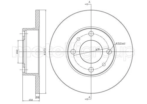 Disque de frein avant METELLI · Ø 227 mm