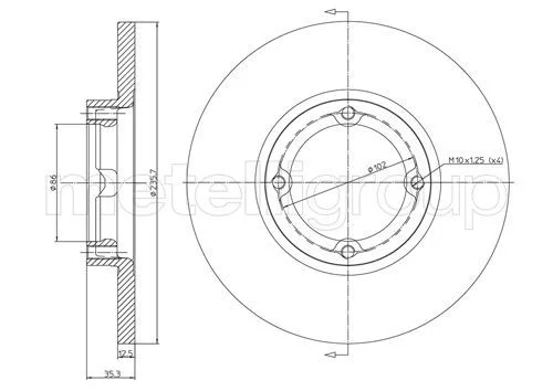 DISQUE FREIN  AV CHEVROLET SPARK,MATIZ  236X86X36X12X9.7X4