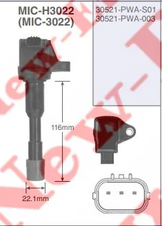 BOBINE D'ALLUMAGE HONDA JAZZ=30521-PWA-003