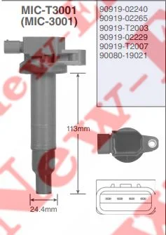 BOBINE D''ALLUMAGE TOYOTA YARIS=90919-02240