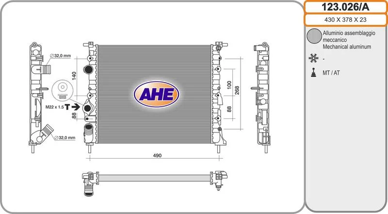 RAD EAU RENAULT CLIO II-MEGANE-DACIA LOGAN 2006-2004=AHE-123026/A