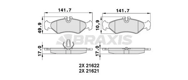 PL.FR AR 141X50X17 VW LT28-35,MERCEDES SPRINTER(W901)208/210D=22-0571