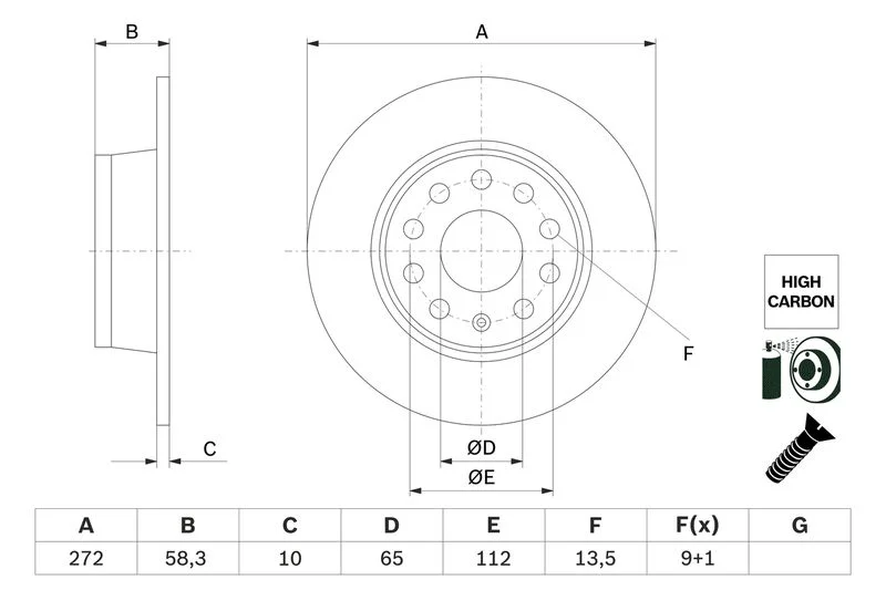 Disque de frein BOSCH · Ø 272 mm