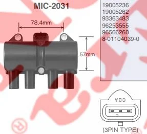 BOBINE D'ALLUMAGE CHEV.CAPTIVA-AVEO-DAEWOO MATIZ =96253555=19005236