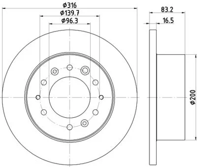 DISQ FREIN ARR/PLEIN D.316-H.83,20-MOY.96,40- 6T HYUNDAI H350