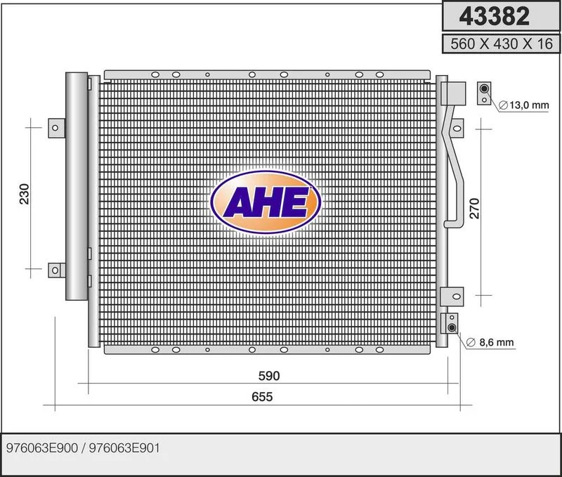 CONDENSEUR KIA SORENTO I (JC) 2.5 CRDi 2006-2011 =AHE-43382/O
