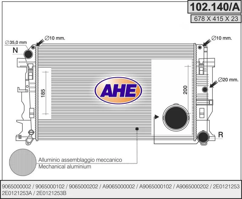 RAD EAU MERCEDES SPRINTER-VW CRAFTER TDI  2011--2017=AHE-01VN084