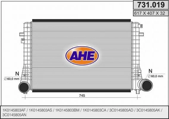 INTERCOOLER AUDI A3-SEAT ALHAMBRA-SKODA OCTAVIA-VW GOLF-PASSAT 2010-2