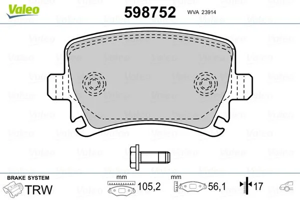 598752 PLAQ DE FREIN AR VW PASSAT(3C2) FDB4058573667CH22-0806-0