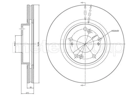 DISQUE.F AV/VENT HONDA ACCORD VIII 2.2 DTEC 296X64X48X23X5