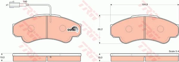 J.PLAQUETTE AV CITROEN JUMPER -F.DUCATO,P.BOXERGDB151822-0326-0