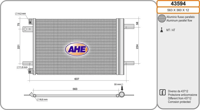 CONDENSEUR CITROEN BERLINGO-PGT 3008 1,6 Hdi -2013-2016