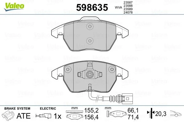 598635 PLAQ DE FREIN AUDI A3/GOLF V AVGDB1550 FDB164122-0548-0