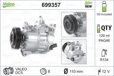 COMPRESSEUR DE CLIM VW CADDY III 2015+/ SKODA FABIA II 1.2 TDI 10-14/