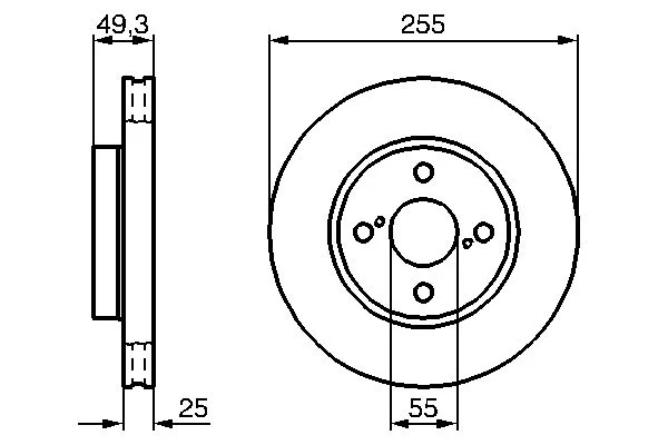 Disque de frein avant BOSCH · Ø 255 mm