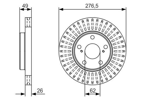 DISQ.F AV (D.277x49,2x5t) TOYOTA -AURIS 1.6 2012-2018=DDF2653C
