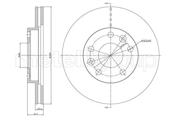 Disque de frein avant METELLI · Ø 269 mm