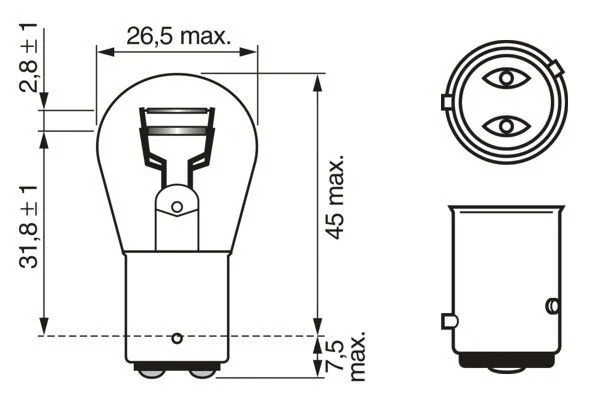 LAMPE P21/4W, 12V, BAZ15d, 21/4W (BAZ15d)  BOITE 10