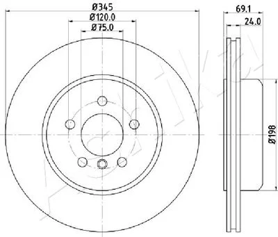 DIS DE FR AR BMW 5 (F10) 525D (345X75X69.1X23.8X5T)=DDF2037VC-1