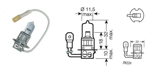 LAMPE 12V 55W  H3 PK22S ECONOMIQUE