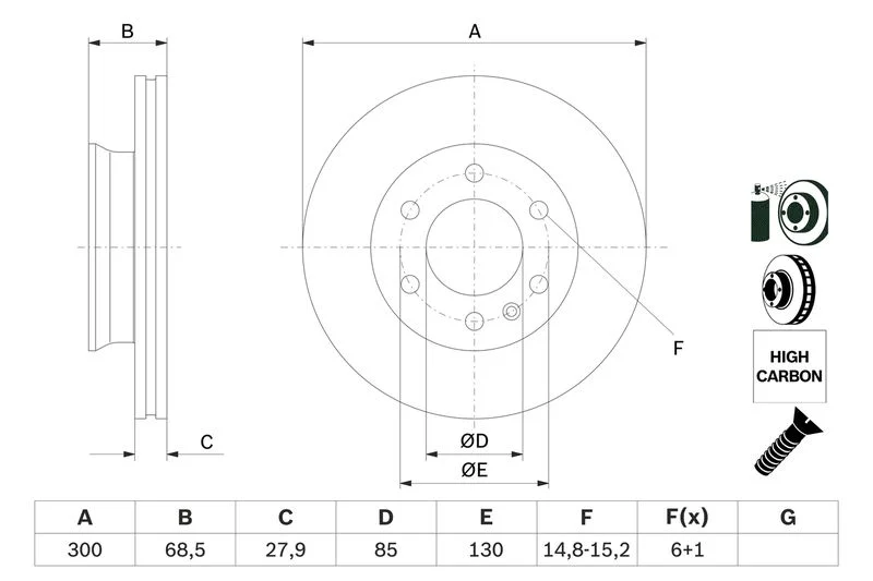 Disque de frein avant BOSCH · Ø 299,5 mm