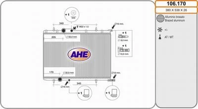RADA EAU PGT 206-307-PARTNER MONOSPACE-CIT BERLINGO FIRST=AHE-01PE001
