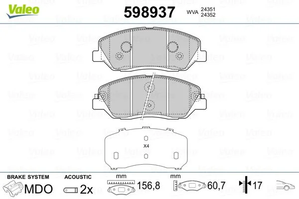 598937 PLQ FR AV 157X61X17-KIA SORENTO II  2007->FDB411122-0787-0