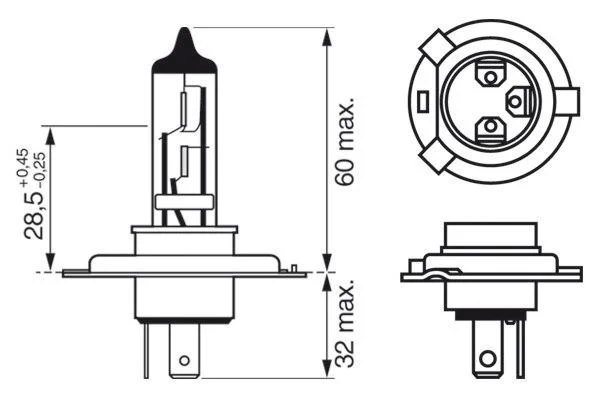LAMPE H4 / 60-55W / 12V  BOITE 1