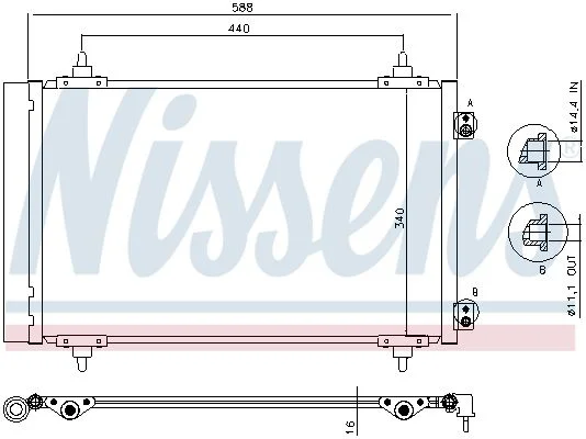 CONDENSEUR DE CLIM PEUGEOT EXPERT Fourgon 1,6HDi 90 8V/16 2007+ =NIS-