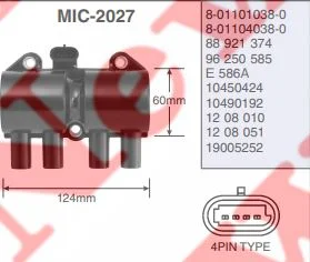 BOBINE D'ALLUMAGE DAEWOO NUBIRA-LANOS =8-01101038-0