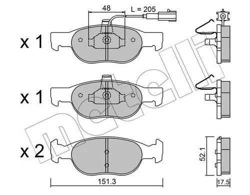 PF.060 PLAQ DE FREIN FIAT BRAVO - BRAVA 1.2 16V  =22-0079-0