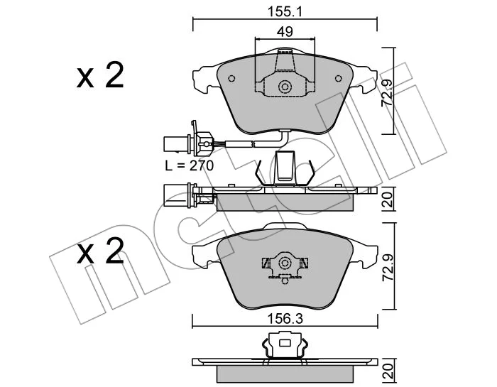 PLAQ  AV 155X73X20 AUDI  A4,A6 =GDB1554=FDB1629=573196CH=22-0549-1