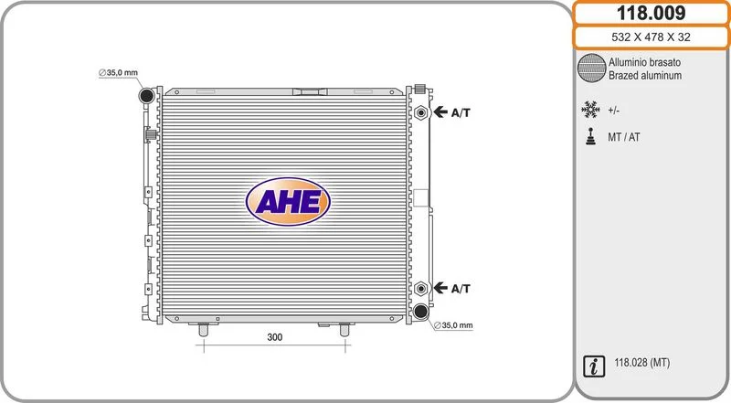 AHE-118009  RADIATEUR A EAU MERCEDES 250 (W124) - 1985--1993 (ALB32