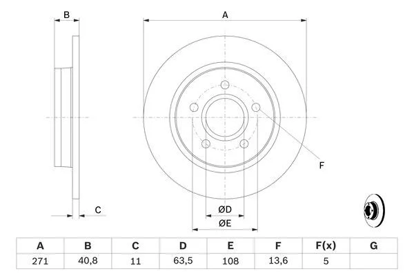 Disque de frein BOSCH · Ø 271 mm
