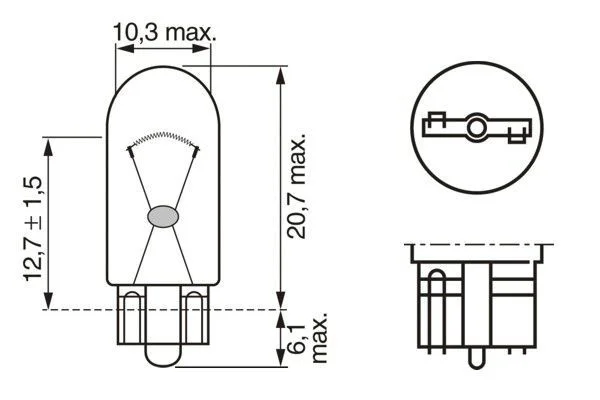 LAMPE W3W, W2,1x9,5d, 12V, 3W  BOITE 10