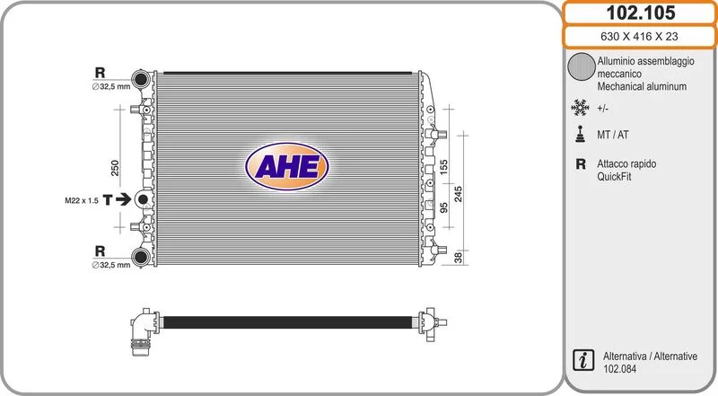 RAD EAU SEAT IBIZA III - SKODA FABIA I- VW POLO (9N) 2 =AHE-01VN035